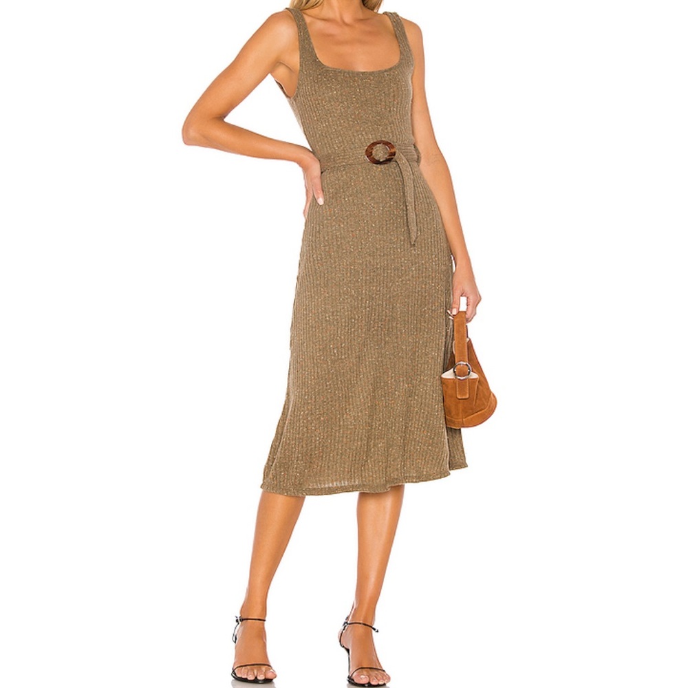 MAJORELLE - Luis Midi Dress in Mocha Brown